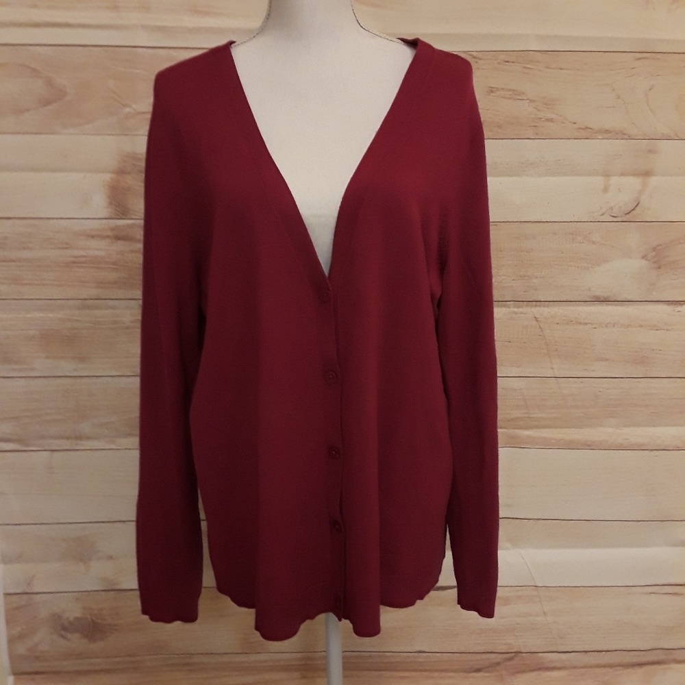 Lane Bryant Fuschia Button Cardigan